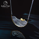 Lotus Fun Real 925 Sterling Silver Handmade Designer Fine Jewelry Creative Swimming Fish Necklace for Women Acessorio Collier