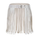 Womens Adult Adjustable Faux Leather Waistband Fringe Tassel Skirt Belt Nightclub Costume Cosplay Parties Skirts for Halloween