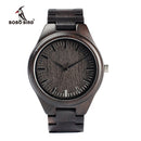 BOBO BIRD WH05, diseño de marca, reloj clásico de madera de ébano para hombre, correa de madera completa, relojes de cuarzo, regalo ligero para hombres, caja de cartón