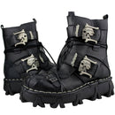 Bundle 2 (2 items) - Handmade Leather Skull Boots, High Quality Leg Bag