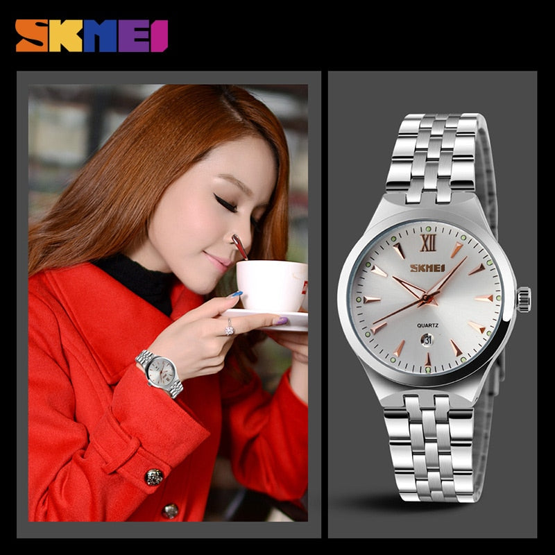 SKMEI Fashion Ladies Sport Watches Women Quartz Watch 3Bar Waterproof Female Wristwatches Calendar Relogio Feminino Clock 9071