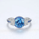 CZCITY Big Pure 925 Sterling Silver Sapphire Gemstone Rings for Women Fine Jewelry Luxury Engagement & Wedding accessories Gifts