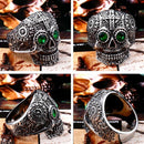 BEIER Stainless Steel Gothic gold Carving kapala skull  Ring Biker Hiphop rock Jewelry Unique fashion Gift for men BR8-327