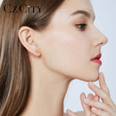 CZCITY Luxury Brand Charm Authentic Pure 18k Yellow Gold Round Bead Ball Stud Earrings For Women Daily Wear Gold Earring Jewelry