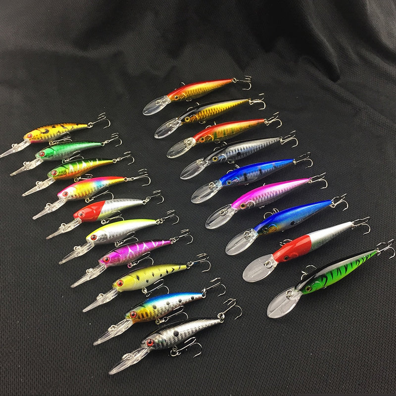 NEW 20pcs Hard Bait Minnow Fishing lures Bass Fresh Salt water japan sea 3D Eyes Wobbler Tackle Crankbait Pesca Baits kit set