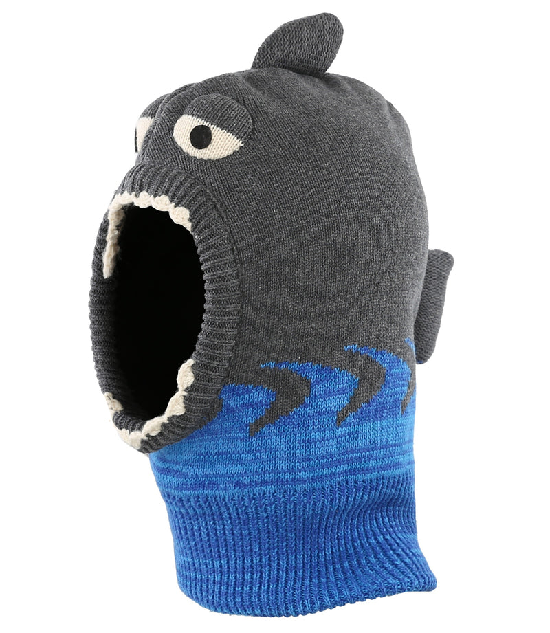 Connectyle Infant Boys Girls Knit Winter Warm Hats Cute Cartoon Shark Fleece Forrado Hood Bufanda Beanies Hat para niños