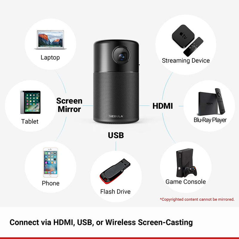 Anker Nebula Capsule Smart Portable Wi-Fi movie Mini Projector proyector with DLP 360&
