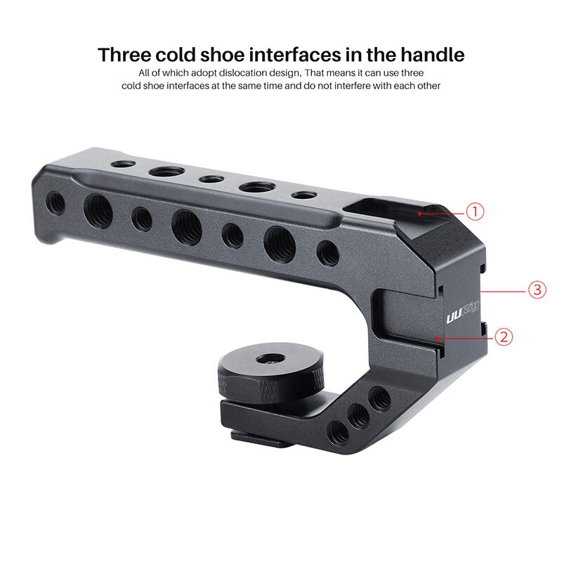 DSLR Camera Top Handle Grip Cold Shoe Adapter Mount Hand Held Stabilizer Rig Extend Rod for Mic LED Light Monitor Canon Nikon