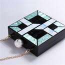 Patchwork Acryl Handtaschen Abend Clutches Hochzeit Geldbörse Geldbörse für Frauen Kette Umhängetasche Damen Dropshipping