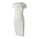 Knitted Cotton Long Autumn Dress Women Fashion O-Neck Short Sleeve Office Ladies Winter Dress Casual Pencil Vestidos Party Robe