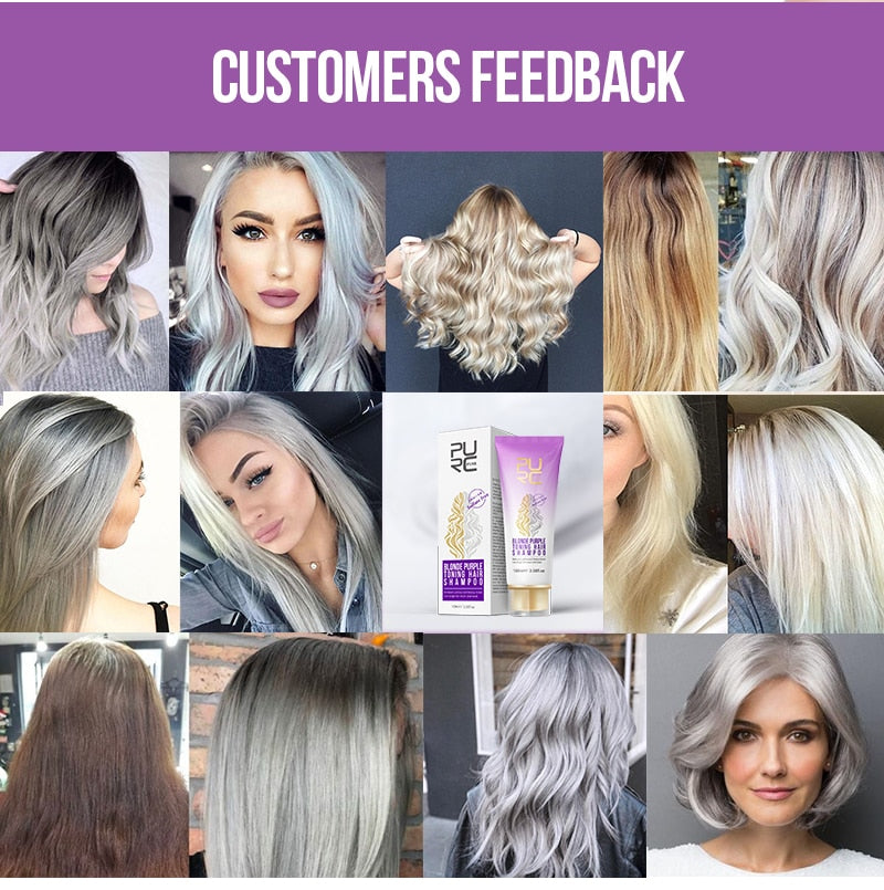 PURC Blonde Purple Hair Shampoo Removes Yellow and Brassy Tones for Silver Ash Look Purple Hair Shampoo Professional Hair Care