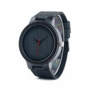 BOBO BIRD WC22 Ebony Wood Watch With Red Pointer Leather Band Japan Miyota 2035 Movement Quartz Watches For Men Women