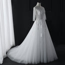 New Fashion Classic Wedding Dress 2022 New Lace Three Quarter Sleeve O-Neck Elegant Plus size Vestido De Noiva Korean Bride Gown