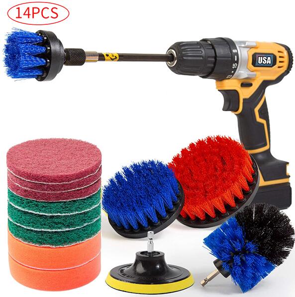 Electric drill brush Set Bathroom Surfaces Tub, Shower, Tile and Grout All Purpose Power Scrubber Cleaning Kit D30