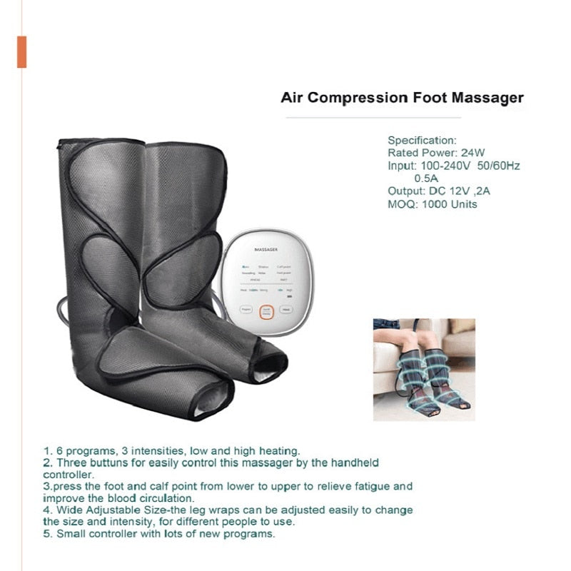 Luftkompressions-Bein-Fuß-Massagegerät Vibrations-Infrarottherapie-Arm-Taillen-pneumatische Luftpackungen 2Modi 2Temp Förderung der Blutentspannung