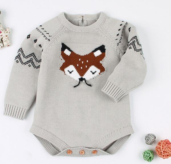 Baby Boy Girl Autumn Winter Clothes Long Sleeve Solid Color Knitted Warm Romper Jumpsuit Newborn Clothes