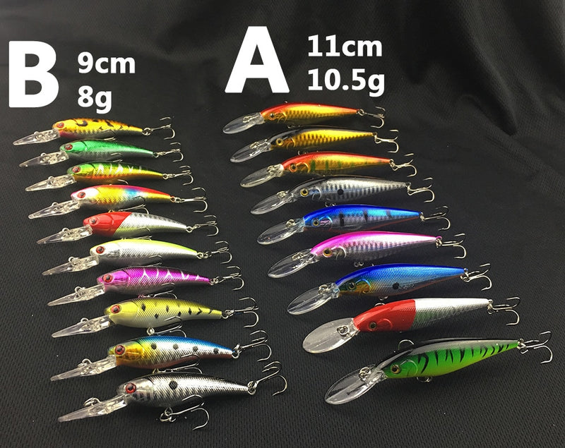 Nuevo 20 piezas cebo duro Minnow Señuelos de Pesca lubina agua salada fresca Japón mar 3D ojos Wobbler aparejos Crankbait Pesca cebos kit set