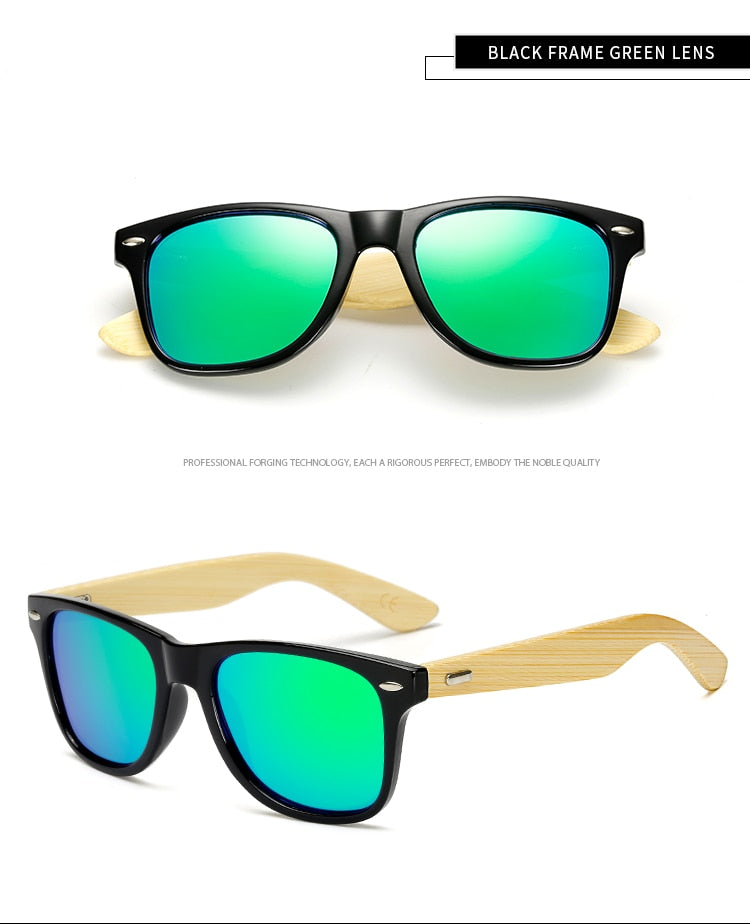 Gafas de sol de bambú de madera polarizada LongKeeper para mujer, diseño de marca para hombre, gafas de sol con brazos de madera reales, lentes de espejo, Gafas de sol