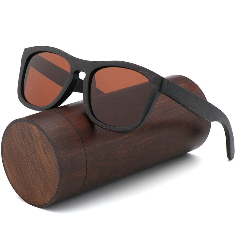 Retro hombres polarizados mujeres gafas de sol madera negra niños parejas gafas de sol hechas a mano UV400 con caja de madera de bambú