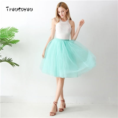 Gothic 7 Layers 65cm Mix Colors Tutu Tulle Skirt Women Streetwear High Waist Pleated Midi Skirts spudniczki jupe rokken faldas