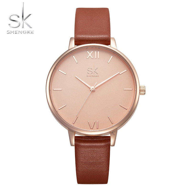 Shengke Women Watches Luxury Brand Wristwatch Leather Women Watch Fashion Ladies Geneva Quartz Clock Relogio Feminino New SK