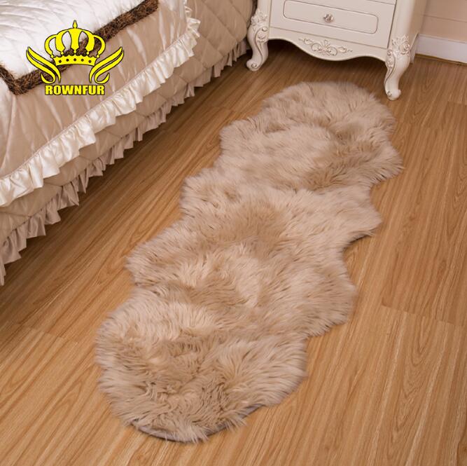 ROWNFUR Weicher künstlicher Schaffell-Teppich für Wohnzimmer, Kinderzimmer, Stuhlabdeckung, flauschiger, behaarter, rutschfester Kunstpelz-Teppich, Bodenmatte