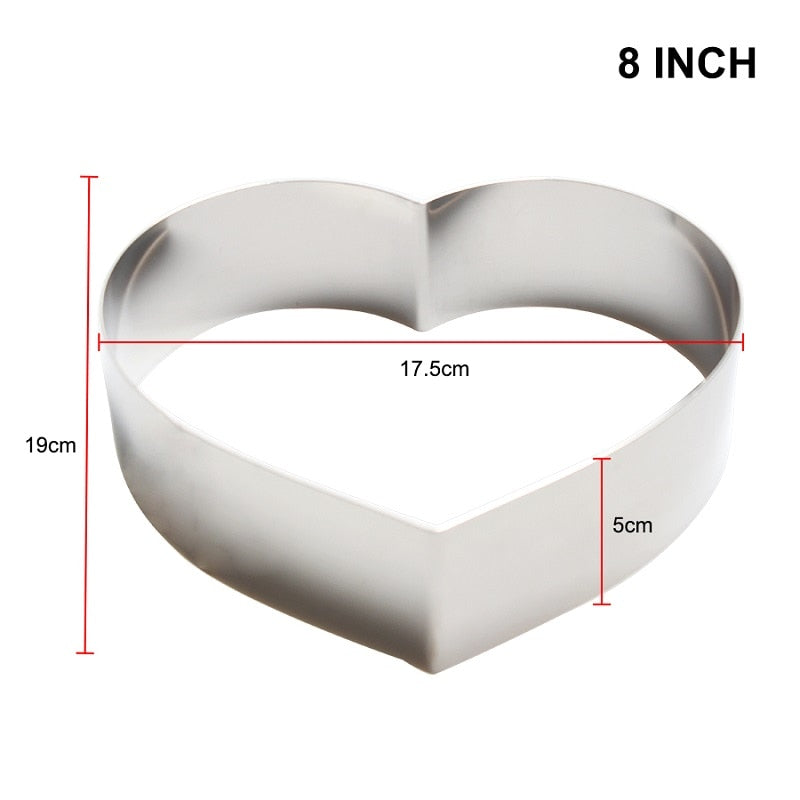 7-14INCH Heart Circle Shape Wedding Cookie Cutter Fondant Cake Mold Mousse Cake Ring Baking Pastry Decoration Mold Kitchen Tool