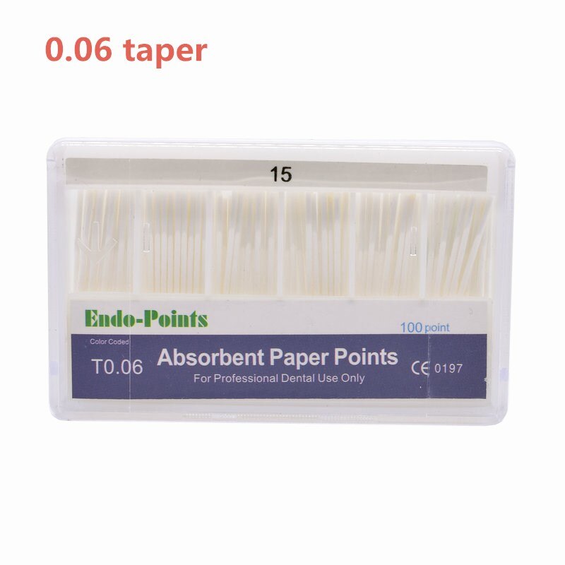 Dental 0,06 cónico papel absorbente puntos 1 paquete 15-40