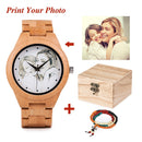 Personality Creative Design Customers Photos UV Printing Customize Wooden Watch Customization Laser Print OEM Great Gift Watches