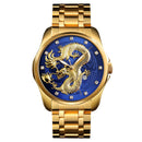 2020 SKMEI Luxury Chinese Dragon Pattern Men Golden Quartz Watch Male Watches Waterproof Wristwatches Relogio Masculino 9193
