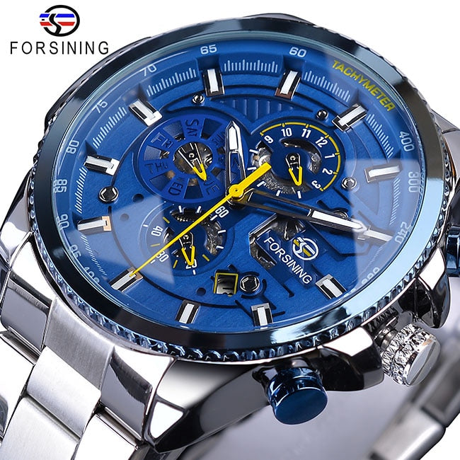 Forsining 2019 3 Dial calendario multifunción militar luminoso mano hombres mecánico deporte automático reloj de pulsera de marca superior de lujo