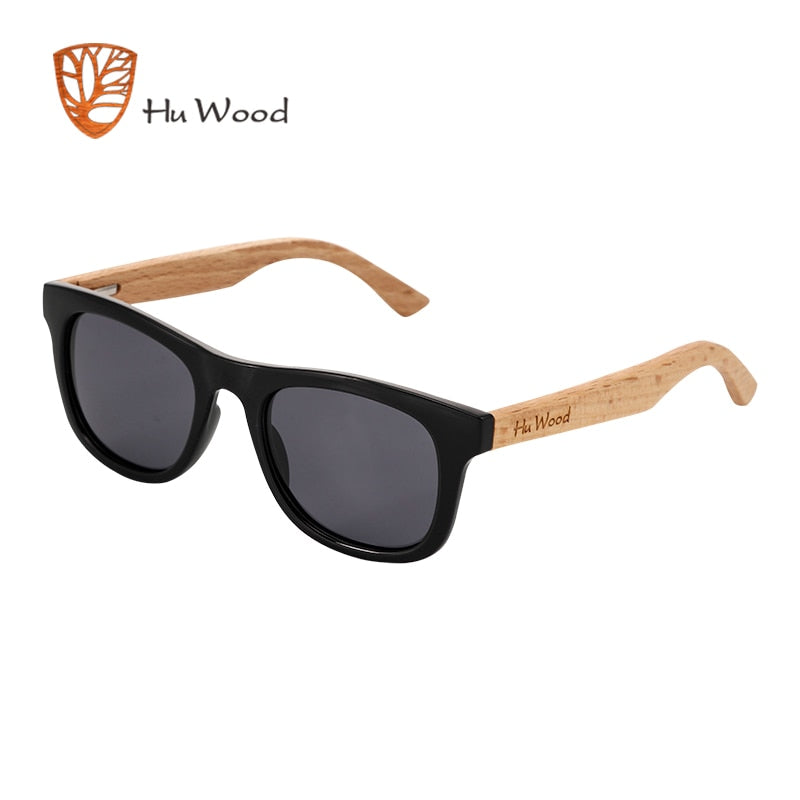 Hu Wood Kids Polarized Sunglasses for Boys and Girls with Recycled Frames and Beech Wood Arms | 4 to 8 years