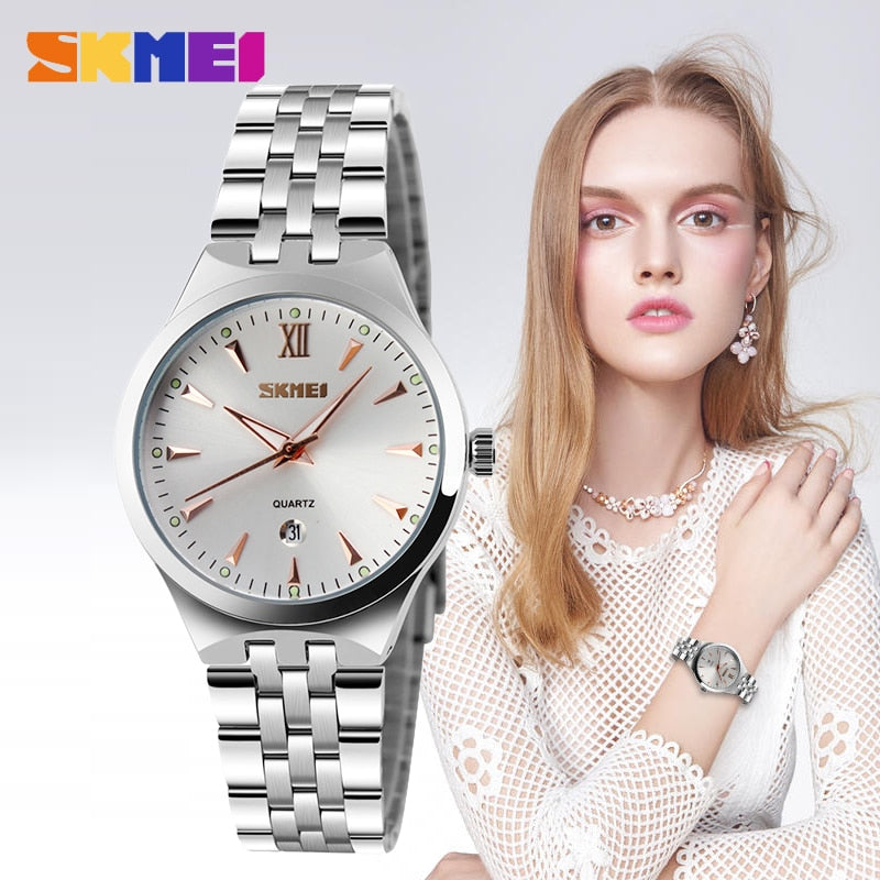 SKMEI Fashion Ladies Sport Watches Women Quartz Watch 3Bar Waterproof Female Wristwatches Calendar Relogio Feminino Clock 9071