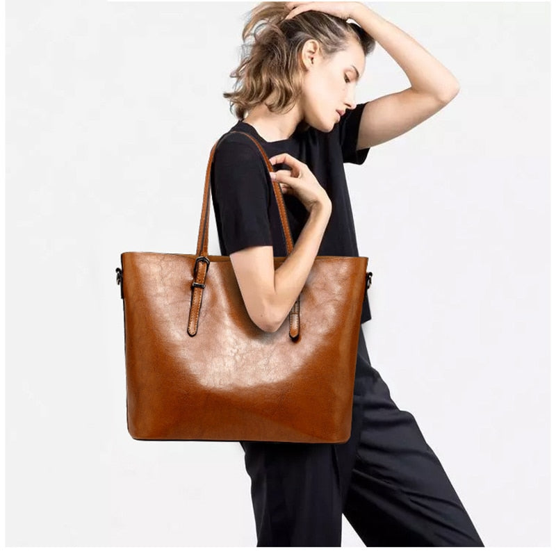 Bolsos de hombro de diseñador de lujo para mujer, bolsos de cuero de gran capacidad, bolsos de cuero al óleo, bolso cruzado para mujer, bolso de mano, Bolsas femeninas