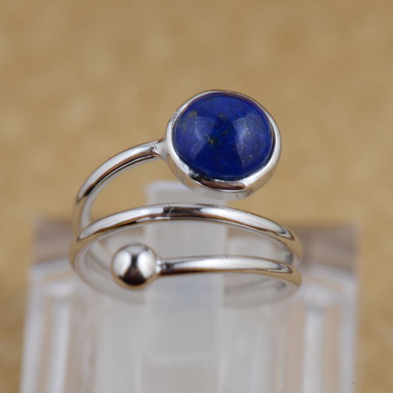 BALMORA 100% Real 925 Sterling Silver Resizable Rings for Women Lover Party Gifts Retro Lapis Lazuli Jewelry Bijoux TRS21251