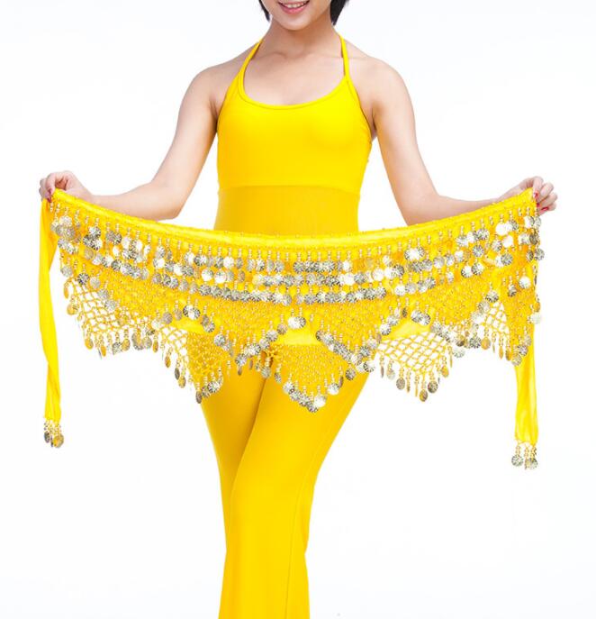 Günstige Dancewear Frauen Praxis Kleidung Dreieck Hüfttuch Bunte Strass verstellbare Passform 300 Goldmünzen Bauchtanz