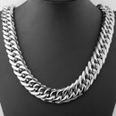 Custom Length 16/19/21mm Width Heavy Silver Color Cut Curb Cuban Chain 316L Stainless Steel Mens Necklace Or Bracelet 7''-40''