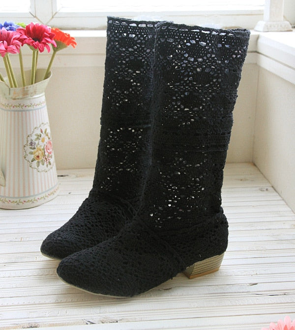 Crochet summer boots boots 2019 new shoes lace hollow crochet boots XL hollow fashion women&