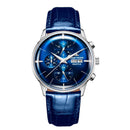 Reloj de marca de lujo para hombre 2021 Reef Tiger/RT, relojes automáticos con función resistente al agua, correa de cuero azul, reloj Masculino RGA1699