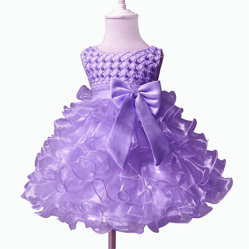 Tutu Friesen Blume Baby Mädchen Kleid für Hochzeitsfeier ärmellose Säuglingsbabykleider für 1. Geburtstag Kleinkind Taufe Kleidung