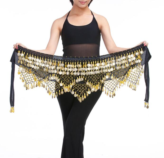 Günstige Dancewear Frauen Praxis Kleidung Dreieck Hüfttuch Bunte Strass verstellbare Passform 300 Goldmünzen Bauchtanz