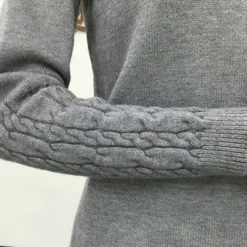 Suéter grueso cálido de cuello alto para mujer, suéteres y jerséis de invierno 2021 para mujer, suéter de Cachemira de manga larga de punto, jersey para mujer
