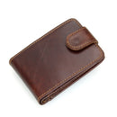 100% Genuine Cow Leather Mini Wallet Coffee RFID Blocking Card Holder ID Card Case R-8121Q
