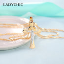 LADYCHIC Crucifix Jesus Gold Cross Necklace for Women Men Classic Christian Cross Pendant Church Accessories Dropshipping LN1069