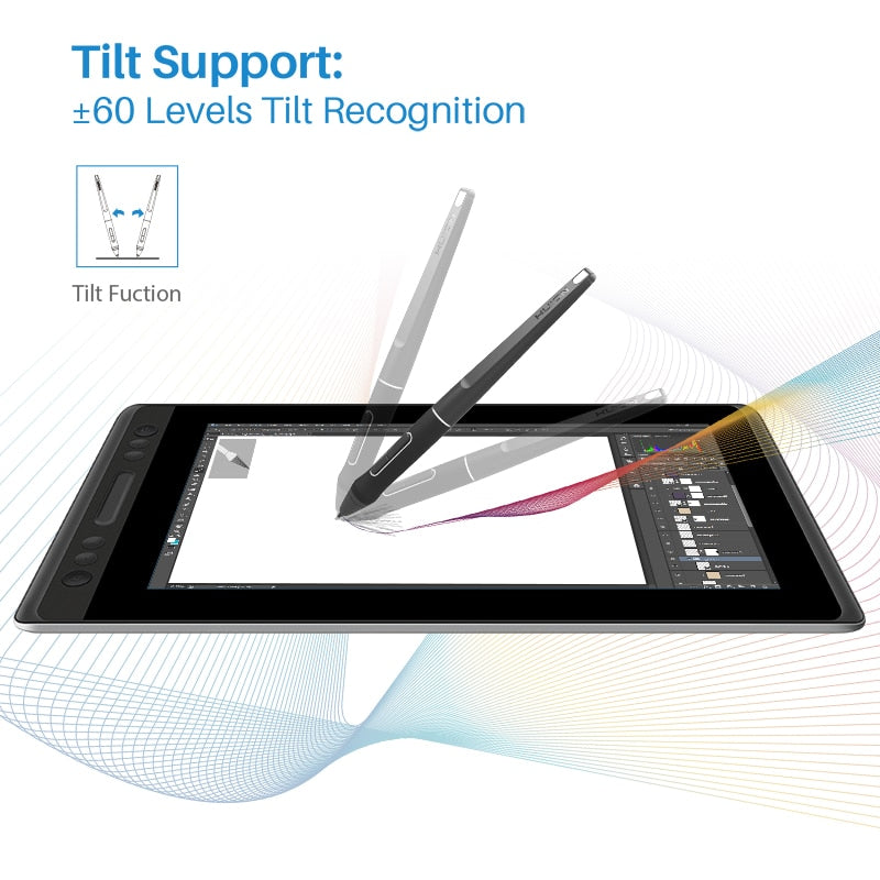 Huion Kamvas Pro 13 Grafik-Zeichentablett-Monitor, Neigungsunterstützung, batterieloses digitales Stylus-Stift-Display, vollständig laminiert, 13,3 Zoll