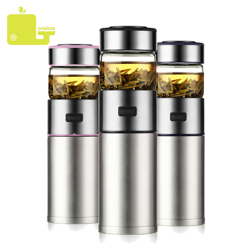 ONEISALL Stainless Steel Thermos Bottle Thermocup Tea Vaccum Flasks Thermal Mug With Tea Insufer For Office Cup 570ml