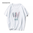 MOINWATER Neue Damen Freizeit Sommer T-Shirts Mode Lady 100% Baumwolle Weiße T-Shirts Kurzarm Schwarze T-Shirt Tops für Damen MT1904
