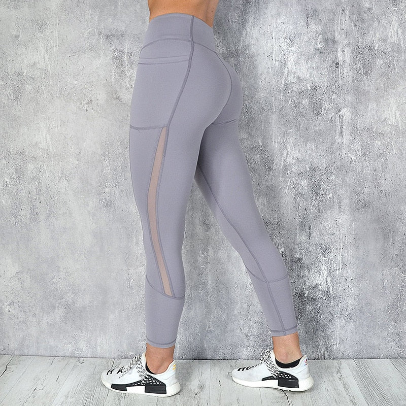 CHRLEISURE High Waist Pocket Leggings Solid Color Workout leggings Women Clothes Side Lace Leggins Mmujer 2022 Dropship