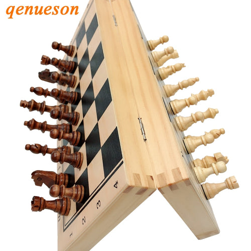 Hot Top Quality Wooden Folding Magnetic Chess Set Solid Wood Chessboard Magnetic Pieces Entertainment Board Games Children Gifts