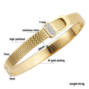 Marke Frauen Mädchen Kristall Manschette Charme Armreifen Trendy Edelstahl Gürtel Design Mode Hochzeit Armreifen Schmuck Geschenk